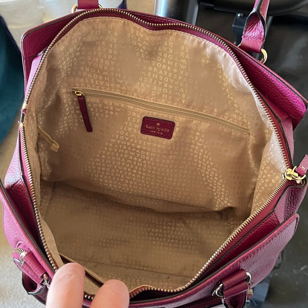 Kate Spade Baxter Street Fernrose Tote Cherrywood Burgundy Pebbled Leather WKRU2 - Picture 16 of 16